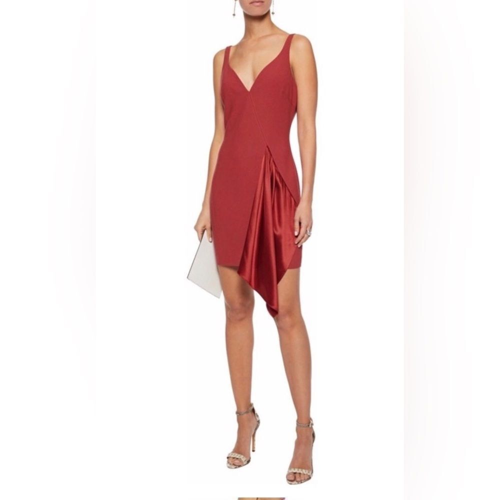 NWT Cinq a Sept Mallory Ruffle dress in Redwood, a rust/red color - Picture 2 of 14